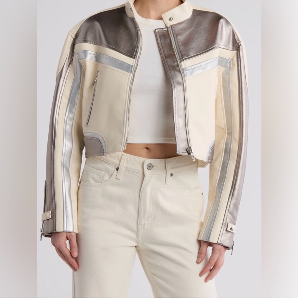 Blank NYC Metallic Silver and Cream Jacket (NWT) - Picture 6 of 7
